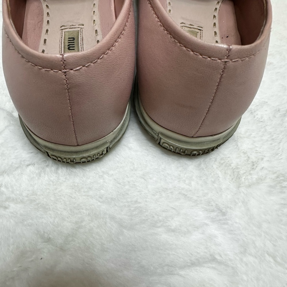 Miu Miu Blush Leather Loafers with Silver Toe-used - Picture 7 of 14
